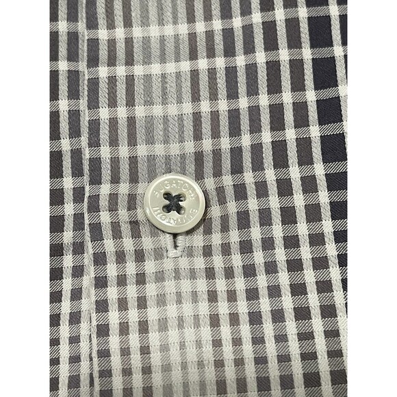 Bugatchi Shirt Men XL Gray Black Classic Fit Long Sleeve Check Squares Geometric - Picture 6 of 12